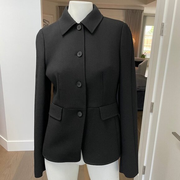 Hugo Boss Jarera 4 Button Bal Colla Poly Wool Blend Lined Blazer Black Sz 6 NWOT - Picture 1 of 10